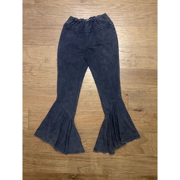 Earthbound Trading Co. Pants - Earthbound Trading Co Blue Acid Wash Flare Bell Bottom Boho Pants Womens Small